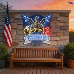Soldier America Wings and Cool Eagle best Gift for Veteran Neon Sign Light Artwork