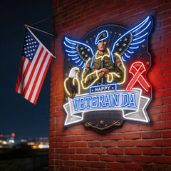 Soldier America Wings and Cool Eagle best Gift for Veteran Neon Sign Light Artwork