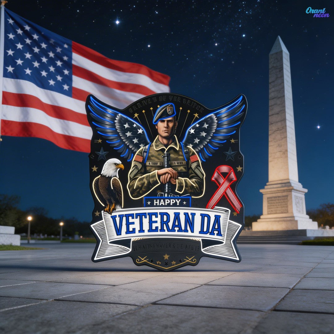 Soldier America Wings and Cool Eagle best Gift for Veteran Neon Sign Light Artwork