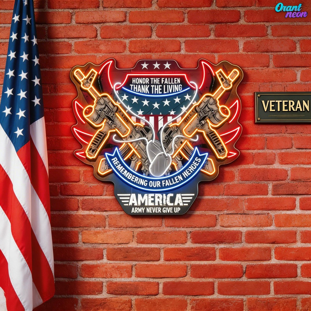 Remembering The Fallen - Cool ArmaLite Rifle AR Guns Neon Sign Light Artwork