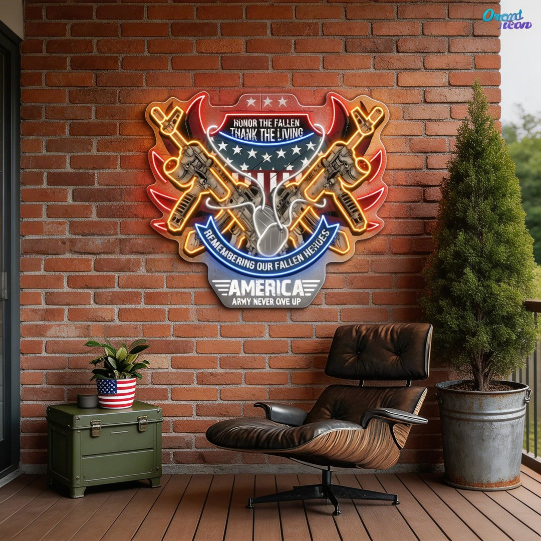 Remembering The Fallen - Cool ArmaLite Rifle AR Guns Neon Sign Light Artwork