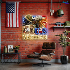 Eagle, Helmet, Gun and Boots gift for US Veteran Neon Sign Light Artwork