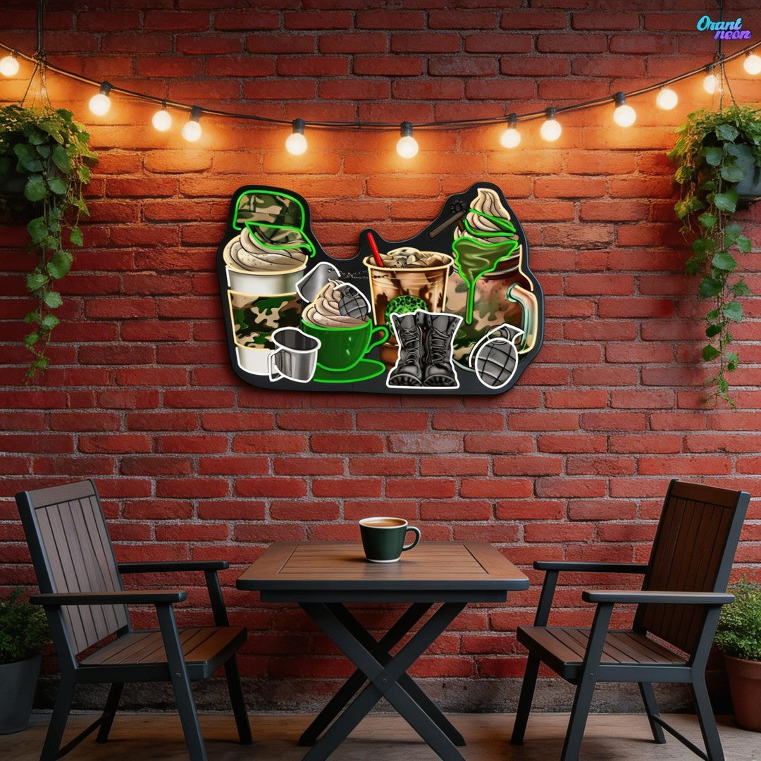 Soldier's Foods and Drinks - Coffee, Tea, Ice-cream Neon Sign Light Artwork