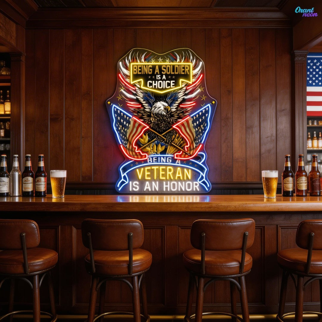 Eagle raise America Flags best Gift for the Veteran Neon Sign Light Artwork