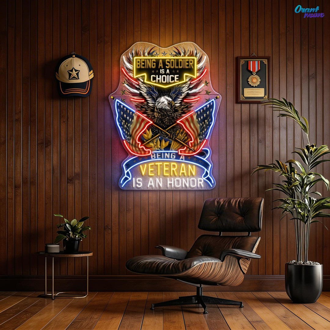 Eagle raise America Flags best Gift for the Veteran Neon Sign Light Artwork