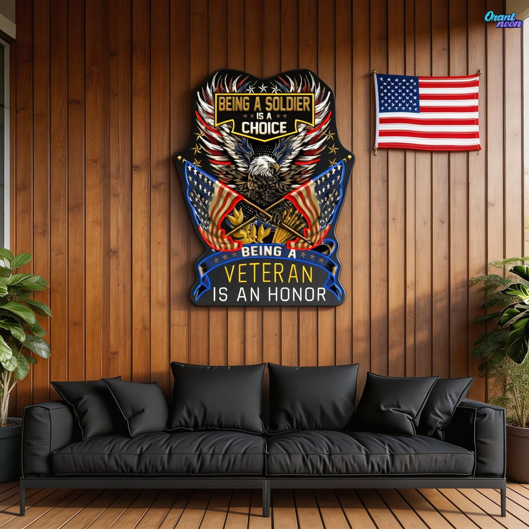 Eagle raise America Flags best Gift for the Veteran Neon Sign Light Artwork