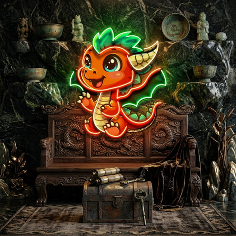 The Happy Dragon LED Neon Sign Light Pop Art