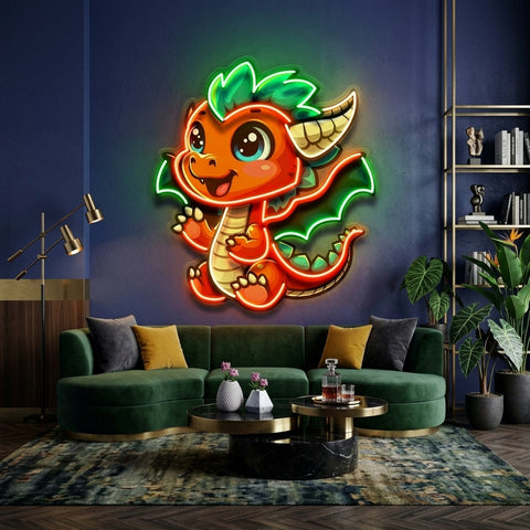 The Happy Dragon LED Neon Sign Light Pop Art