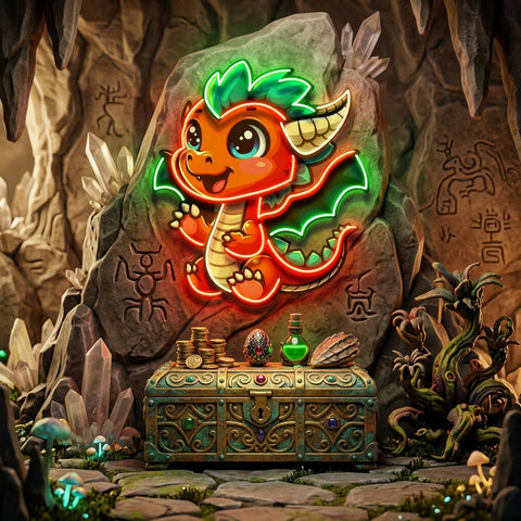 The Happy Dragon LED Neon Sign Light Pop Art