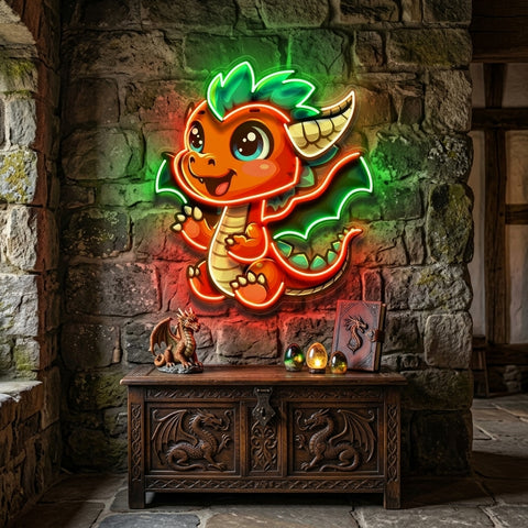 The Happy Dragon LED Neon Sign Light Pop Art