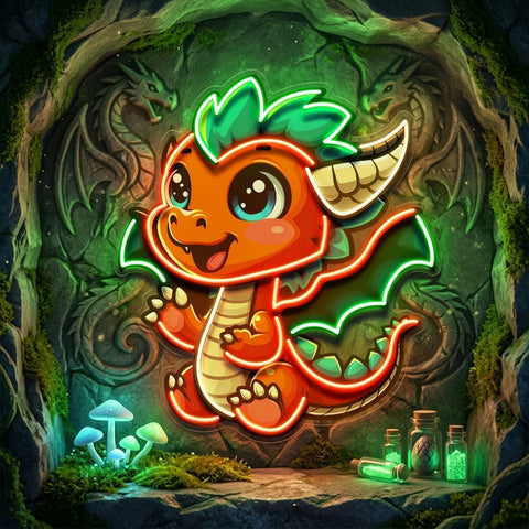The Happy Dragon LED Neon Sign Light Pop Art