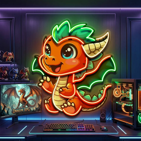 The Happy Dragon LED Neon Sign Light Pop Art
