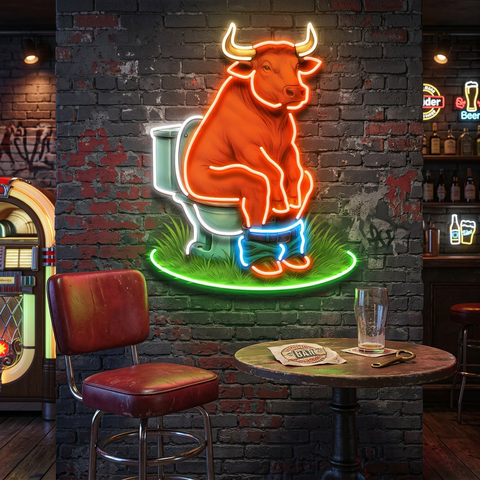 The Thinker Cow Edition LED Neon Sign Light Pop Art