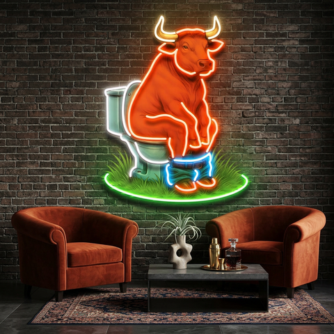 The Thinker Cow Edition LED Neon Sign Light Pop Art