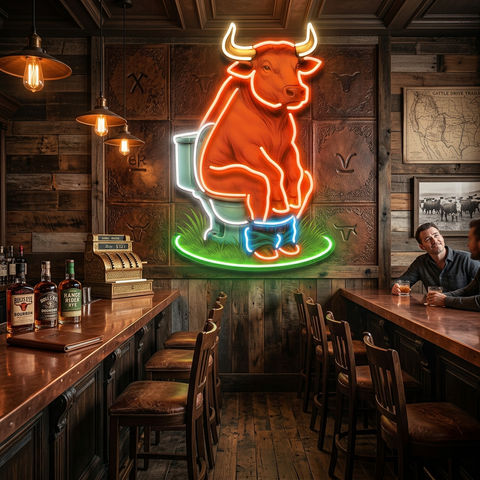 The Thinker Cow Edition LED Neon Sign Light Pop Art