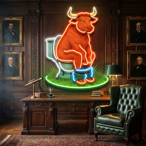 The Thinker Cow Edition LED Neon Sign Light Pop Art
