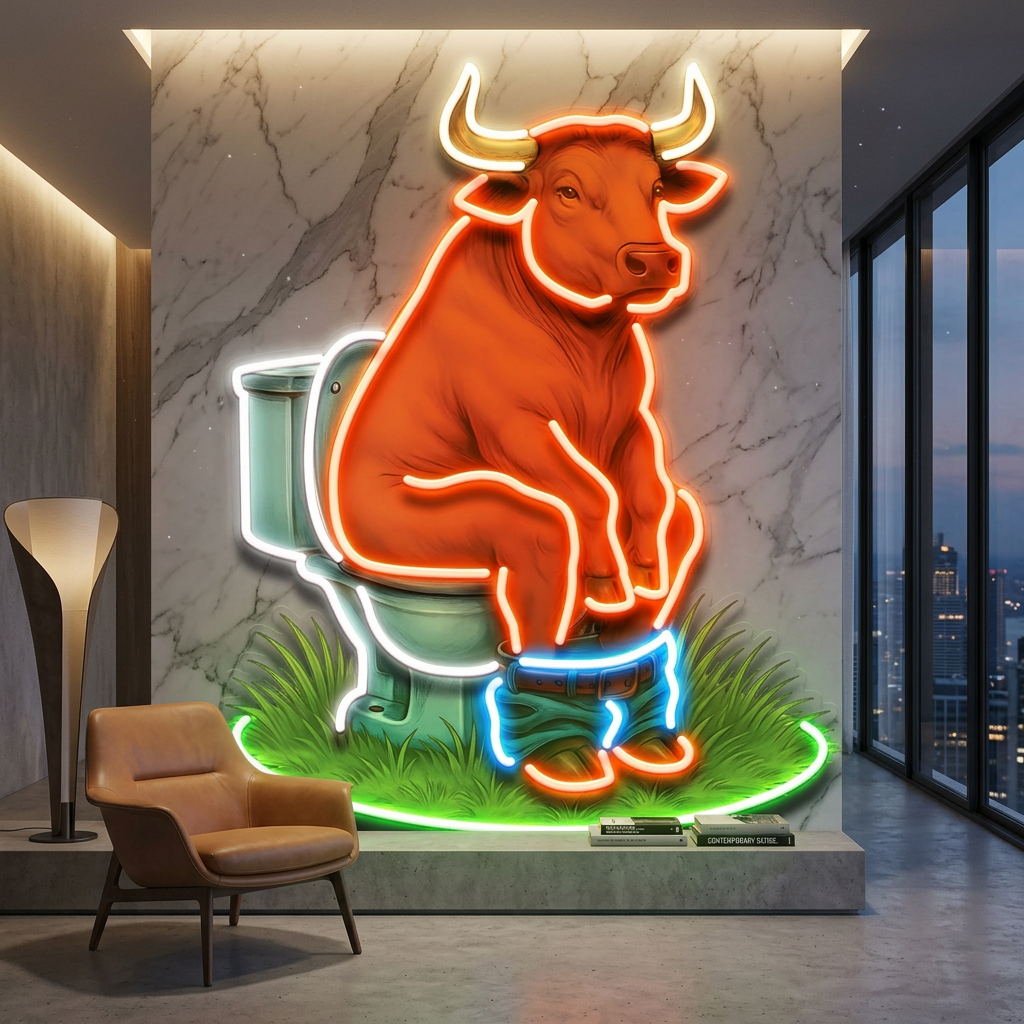 The Thinker Cow Edition LED Neon Sign Light Pop Art