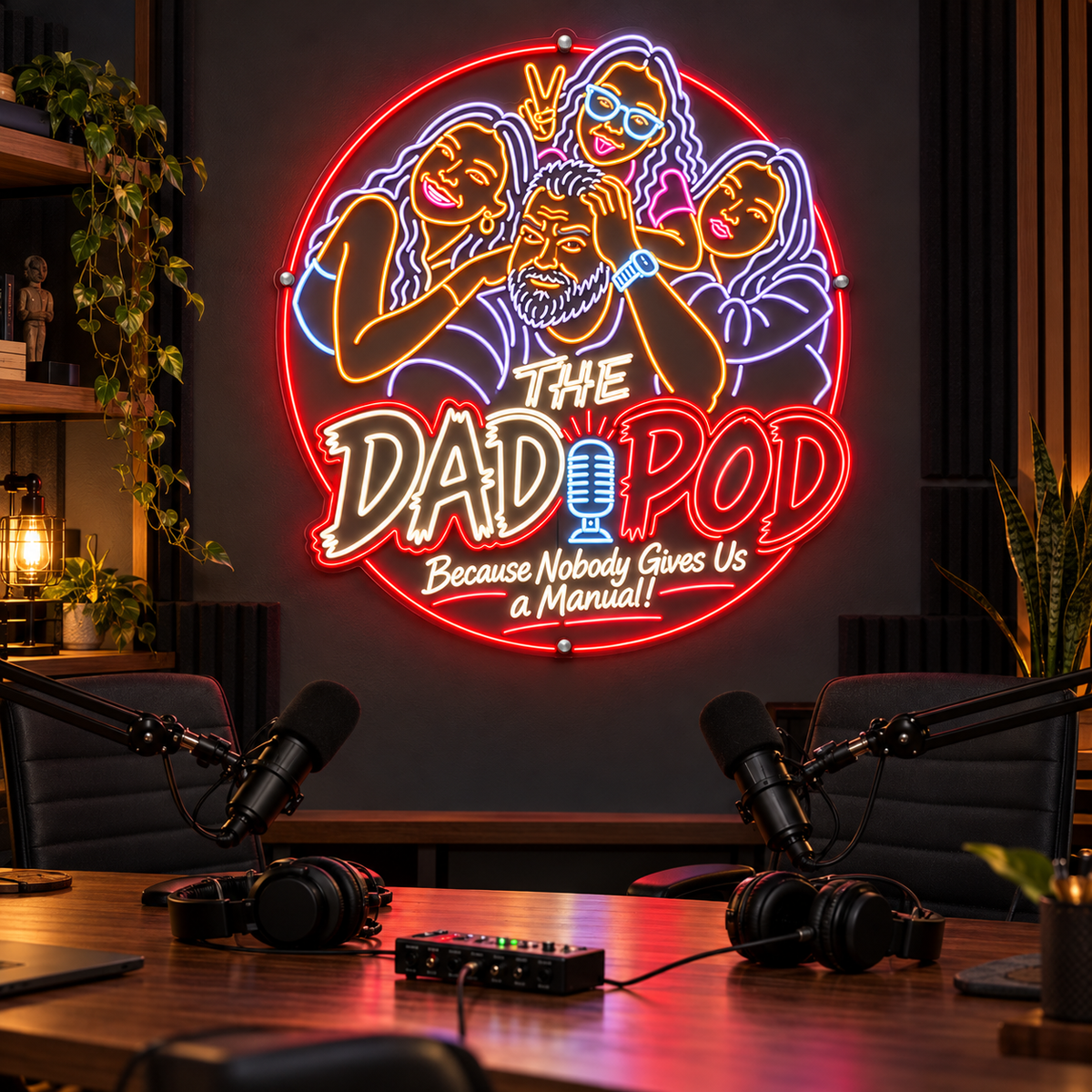 The Dad Pod Microphone Logo - Custom LED Neon Sign