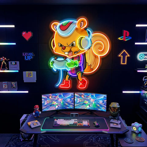 The Gamers Squirrel Esport LED Neon Sign Light Pop Art