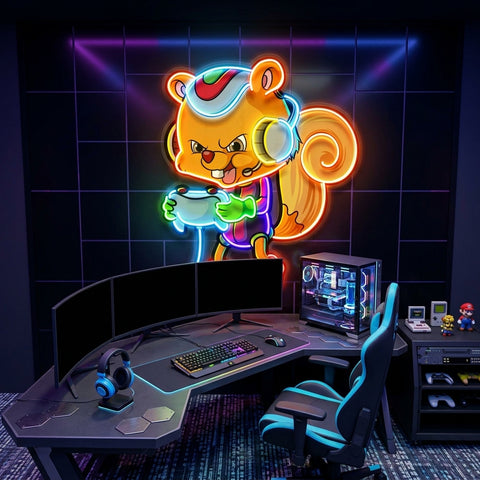 The Gamers Squirrel Esport LED Neon Sign Light Pop Art