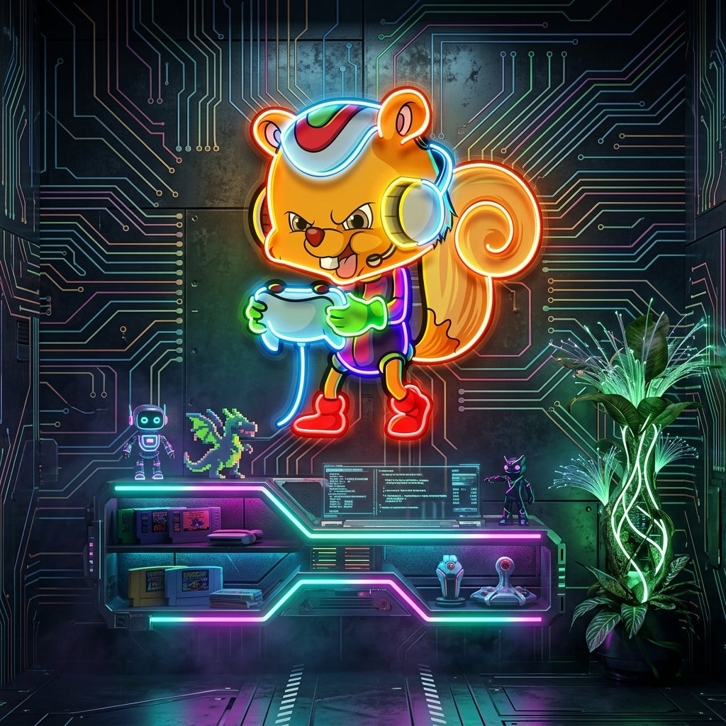The Gamers Squirrel Esport LED Neon Sign Light Pop Art