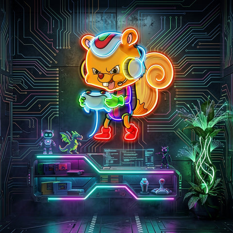 The Gamers Squirrel Esport LED Neon Sign Light Pop Art