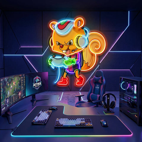 The Gamers Squirrel Esport LED Neon Sign Light Pop Art