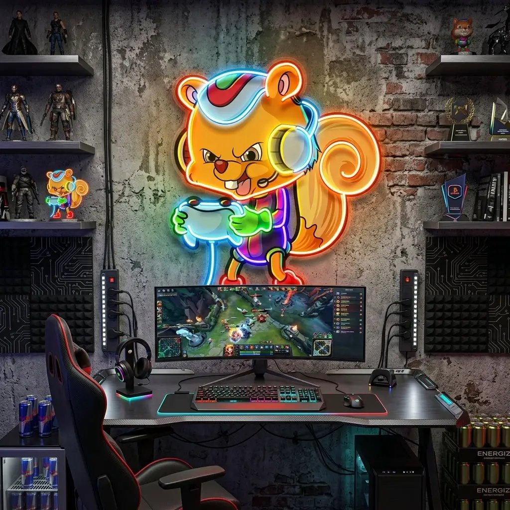 The Gamers Squirrel Esport LED Neon Sign Light Pop Art