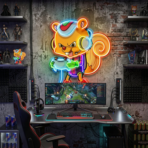 The Gamers Squirrel Esport LED Neon Sign Light Pop Art