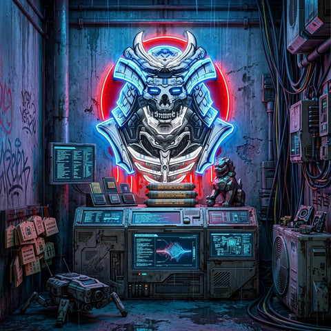 The Japanese Samurai Robot LED Neon Sign Light Pop Art