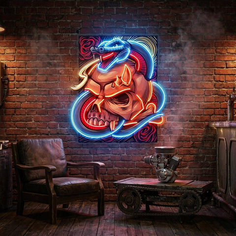 The Snake Has A Skull LED Neon Sign Light Pop Art
