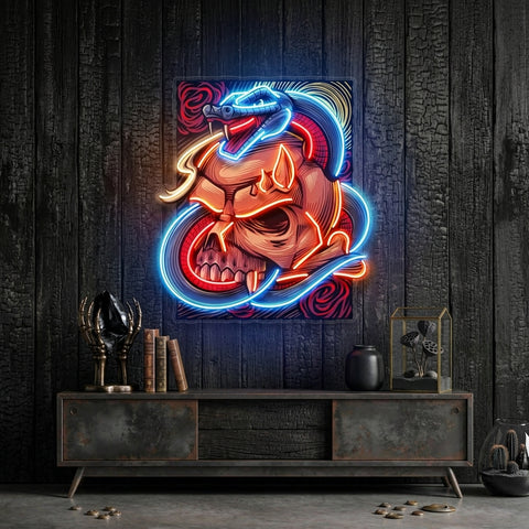 The Snake Has A Skull LED Neon Sign Light Pop Art