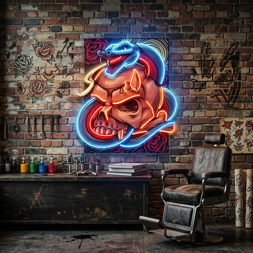 The Snake Has A Skull LED Neon Sign Light Pop Art