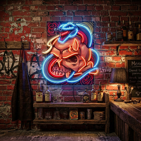 The Snake Has A Skull LED Neon Sign Light Pop Art