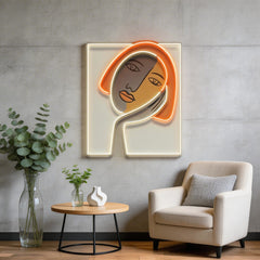 Thinking Girl Face Abstract Art LED Neon Sign Light