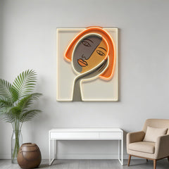Thinking Girl Face Abstract Art LED Neon Sign Light