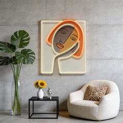 Thinking Girl Face Abstract Art LED Neon Sign Light
