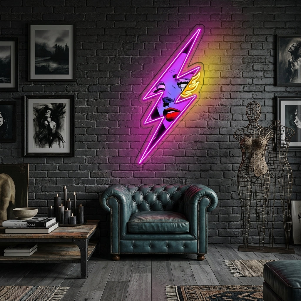 Thunder Girl Neon Sign x Acrylic Artwork