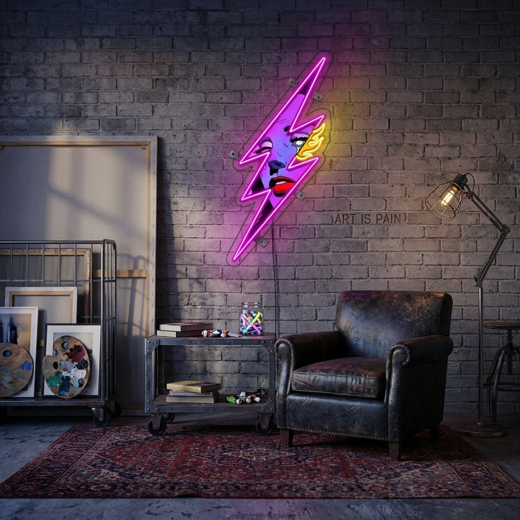Thunder Girl Neon Sign x Acrylic Artwork