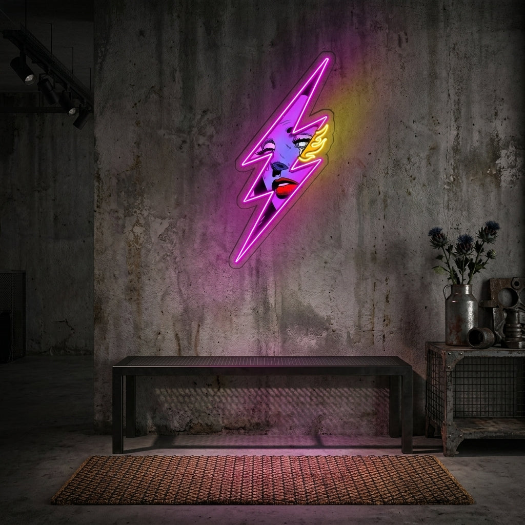 Thunder Girl Neon Sign x Acrylic Artwork