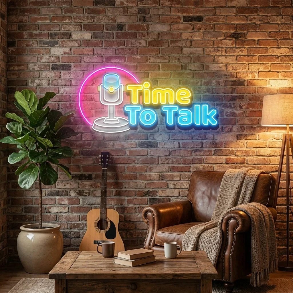 "Time To Talk" Podcast LED Neon Sign - Custom Artwork