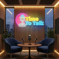 "Time To Talk" Podcast LED Neon Sign - Custom Artwork