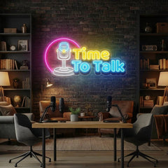 "Time To Talk" Podcast LED Neon Sign - Custom Artwork