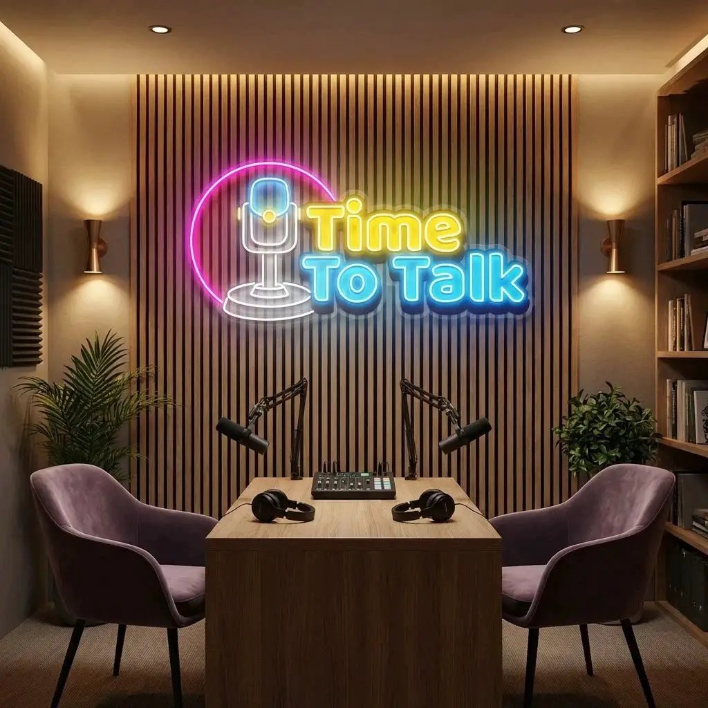 "Time To Talk" Podcast LED Neon Sign - Custom Artwork – multicolor – view 10