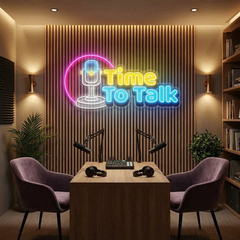 "Time To Talk" Podcast LED Neon Sign - Custom Artwork