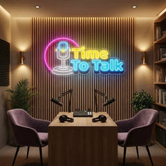 "Time To Talk" Podcast LED Neon Sign - Custom Artwork