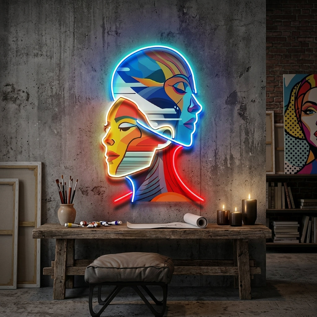 Together Portrait Painting Abstract Art LED Neon Sign Light Pop Art