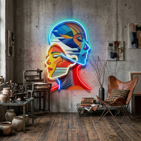 Together Portrait Painting Abstract Art LED Neon Sign Light Pop Art