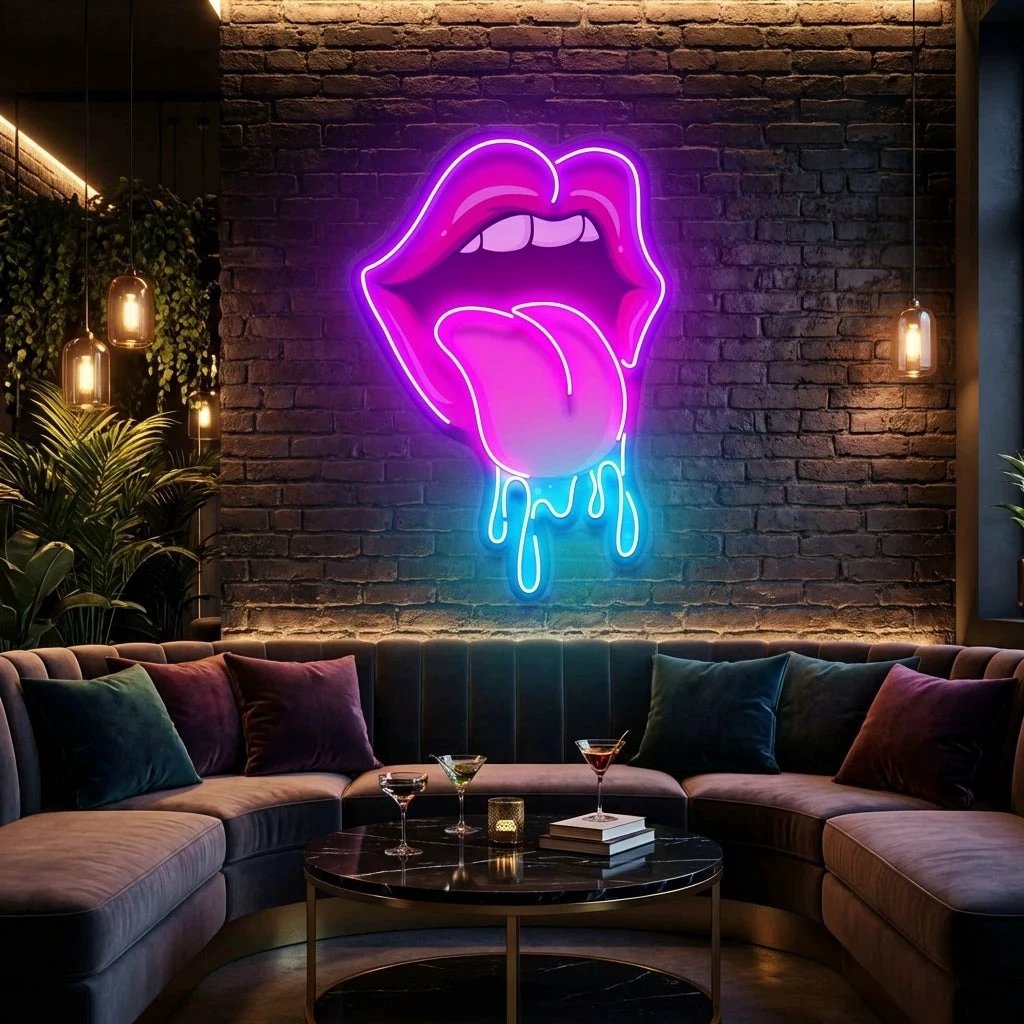 Lips Dripping Artwork Led Neon Sign Light