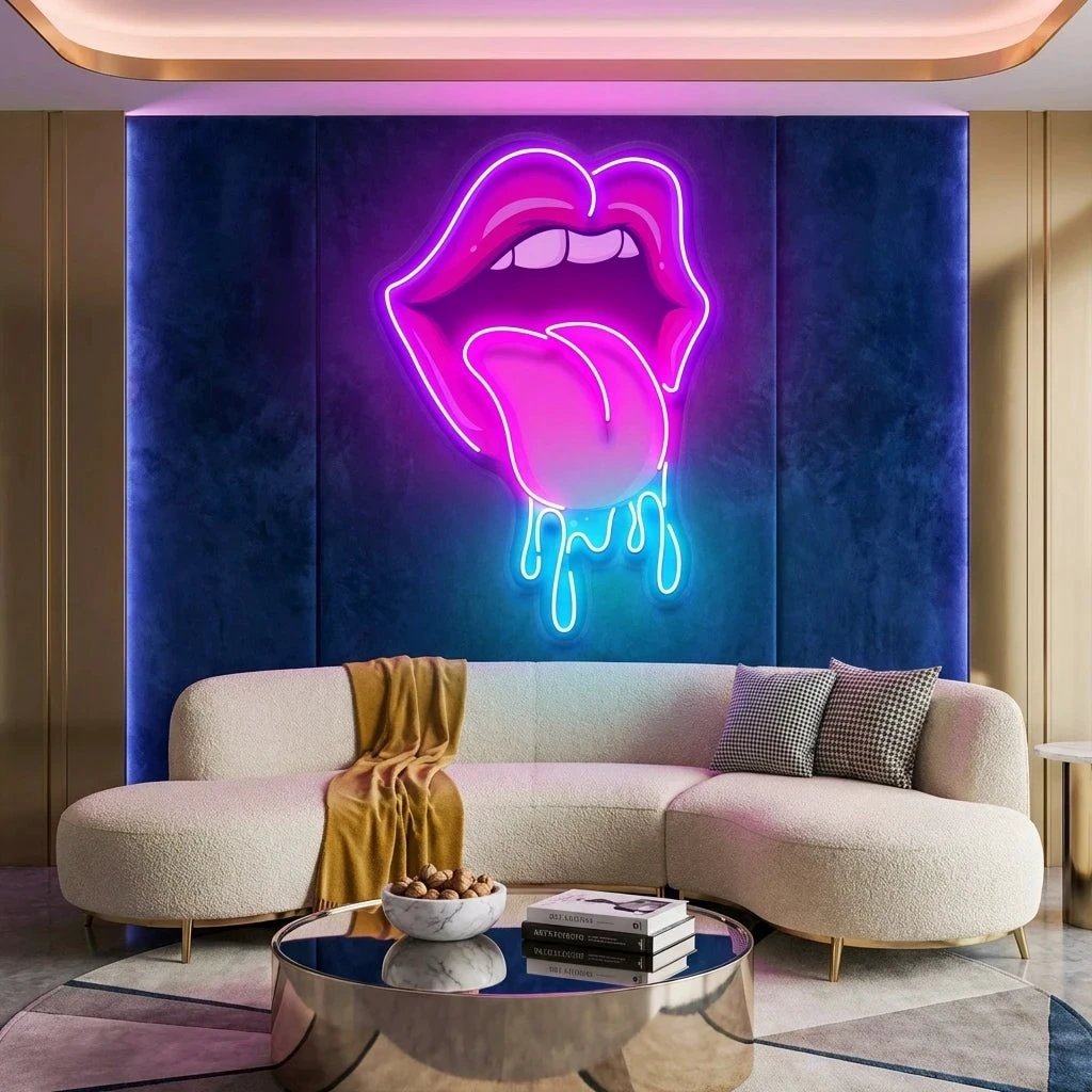Lips Dripping Artwork Led Neon Sign Light